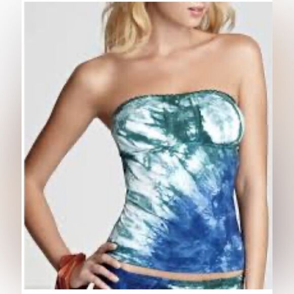 5. Lucky Brand Samba Sea Tankini Bikini Top - Sea Salt. Tie dye Small - Picture 2 of 6